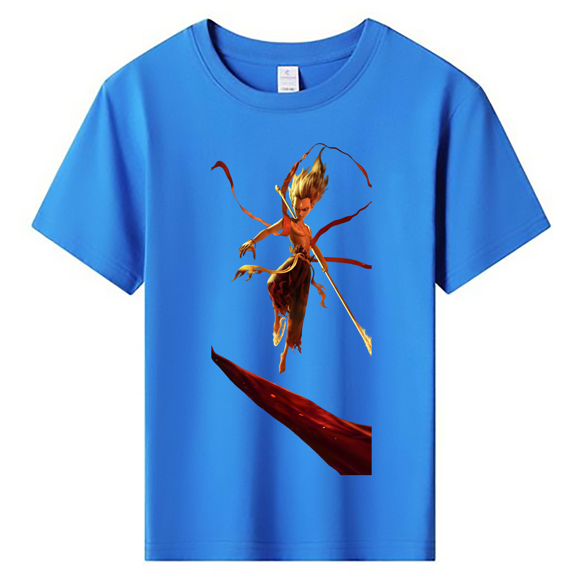 （画像用） Ne Zha 2 ナタ 魔童の大暴れ 綿100％キッズTシャツ（フロントプリント）